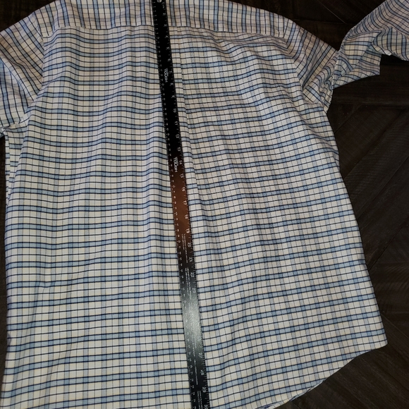 LL Bean 17-35 Slightly Fitted Long Sleeve Blue White Mens Button Shirt Exc Shape - Picture 4 of 5